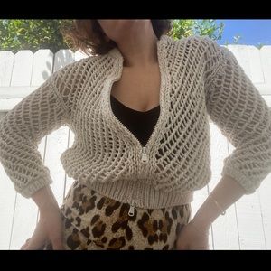 Woven Vintage Sweater Bomber Jacket